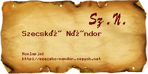 Szecskó Nándor névjegykártya