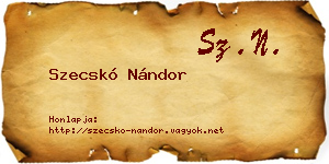 Szecskó Nándor névjegykártya